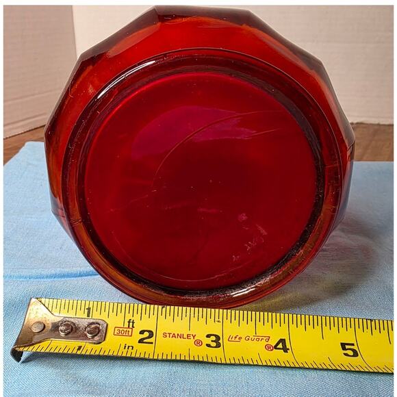 L.E. Smith Amberina Swung Vase Flame Edge Thick Faceted Base 18" MCM - M - Picture 4 of 5